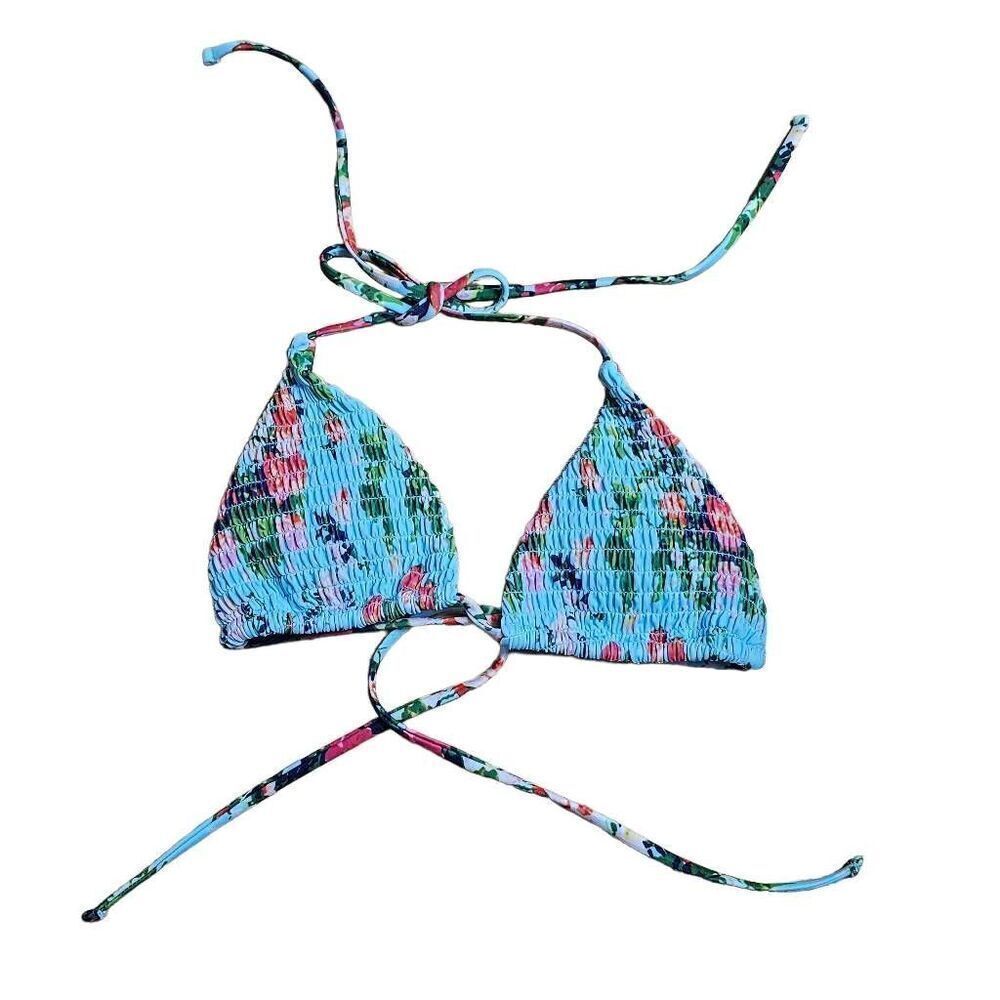Summerhaus by Beach Bunny womens Sz S blue multicolor floral bikini top